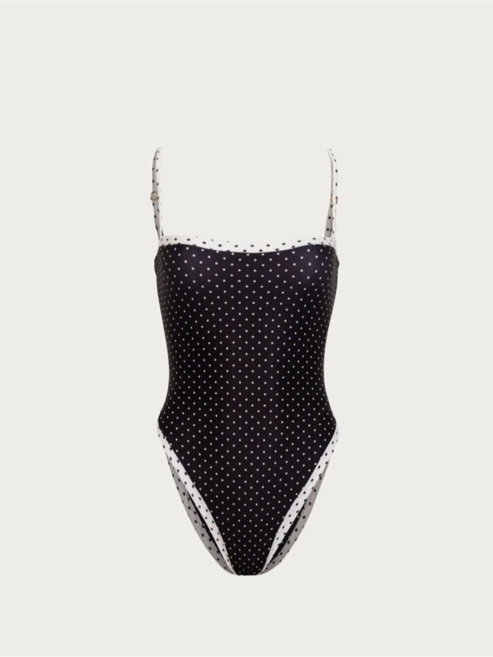 SAME Los Angeles Swim Womens One Piece ColorBlock Polka Dot Black/Cream Small